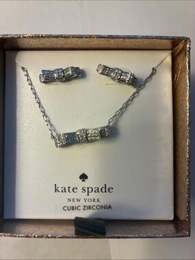 kate spade Silver Bow Necklace and Stud Earring Set